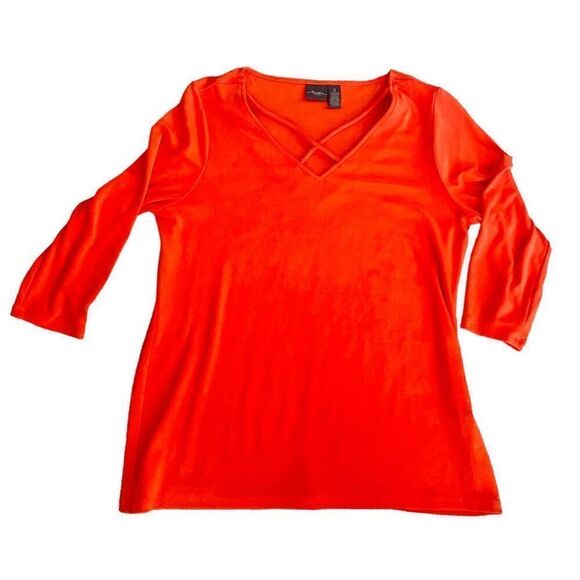 Travelers by Chico's Womens Size 2 (L/12) 3/4 Sleeve Criss Cross Front Top, JL23 - Picture 6 of 7